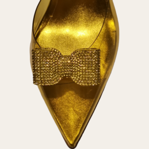 Yellow Crystals Bow Shoe Clips