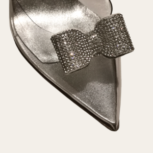 Silver Crystals Bow Shoe Clips