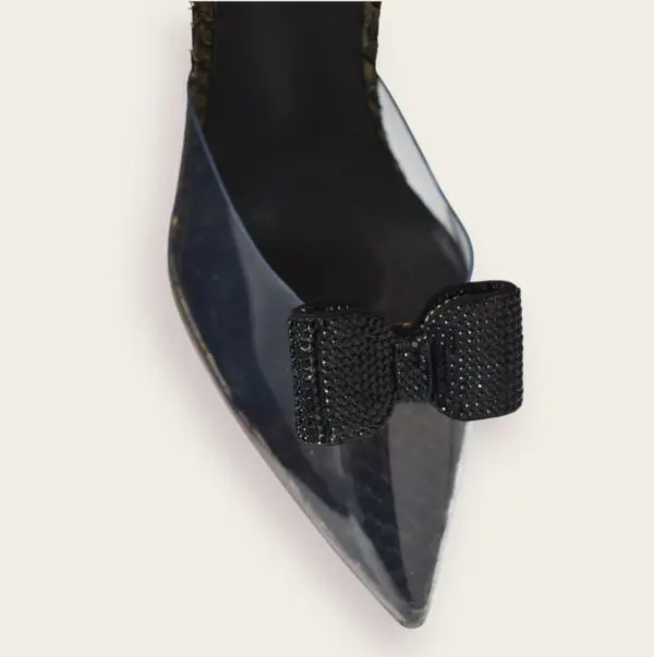 Black Crystals Bow Shoe Clips