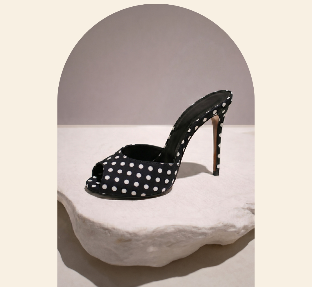 Elise Black Heel Mule