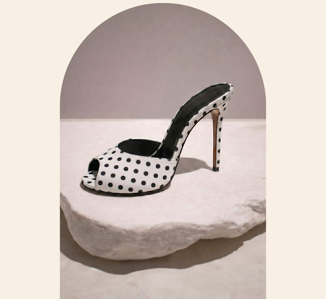 Elise White Heel Mule