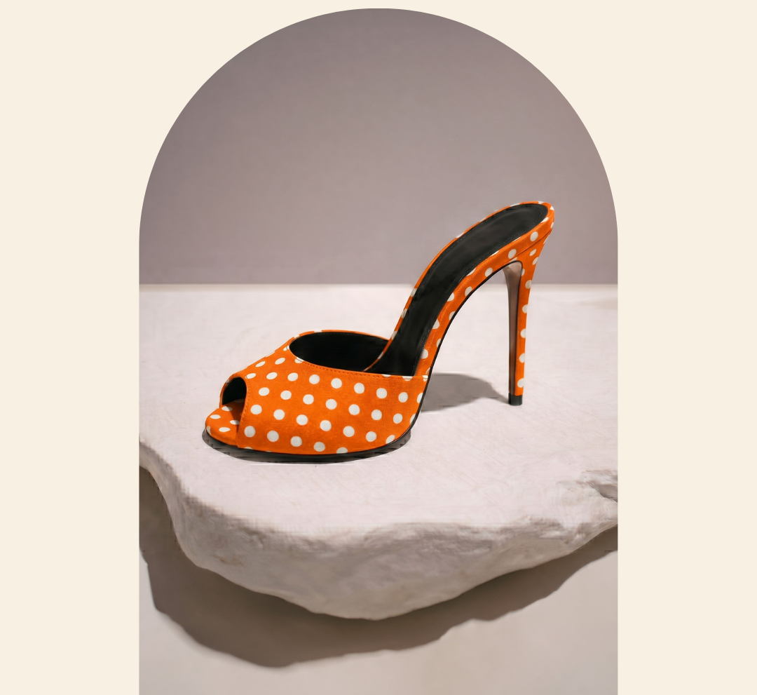 Elise Orange Heel Mule