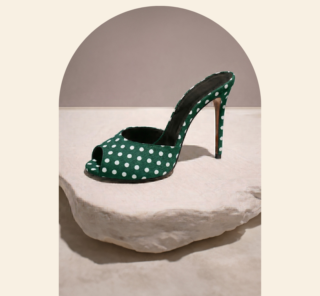 Elise Green Heel Mule