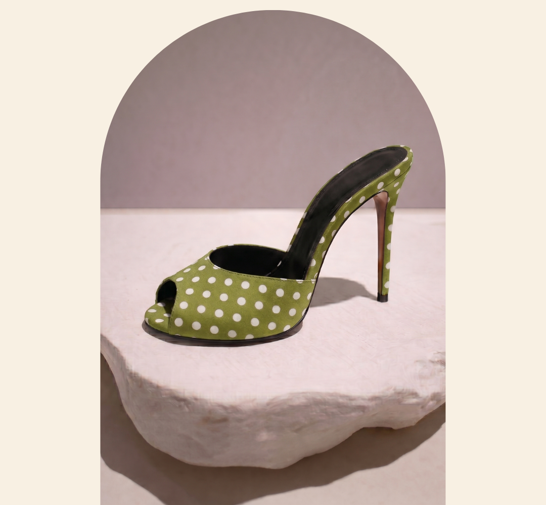 Elise Olive Green Heel Mule