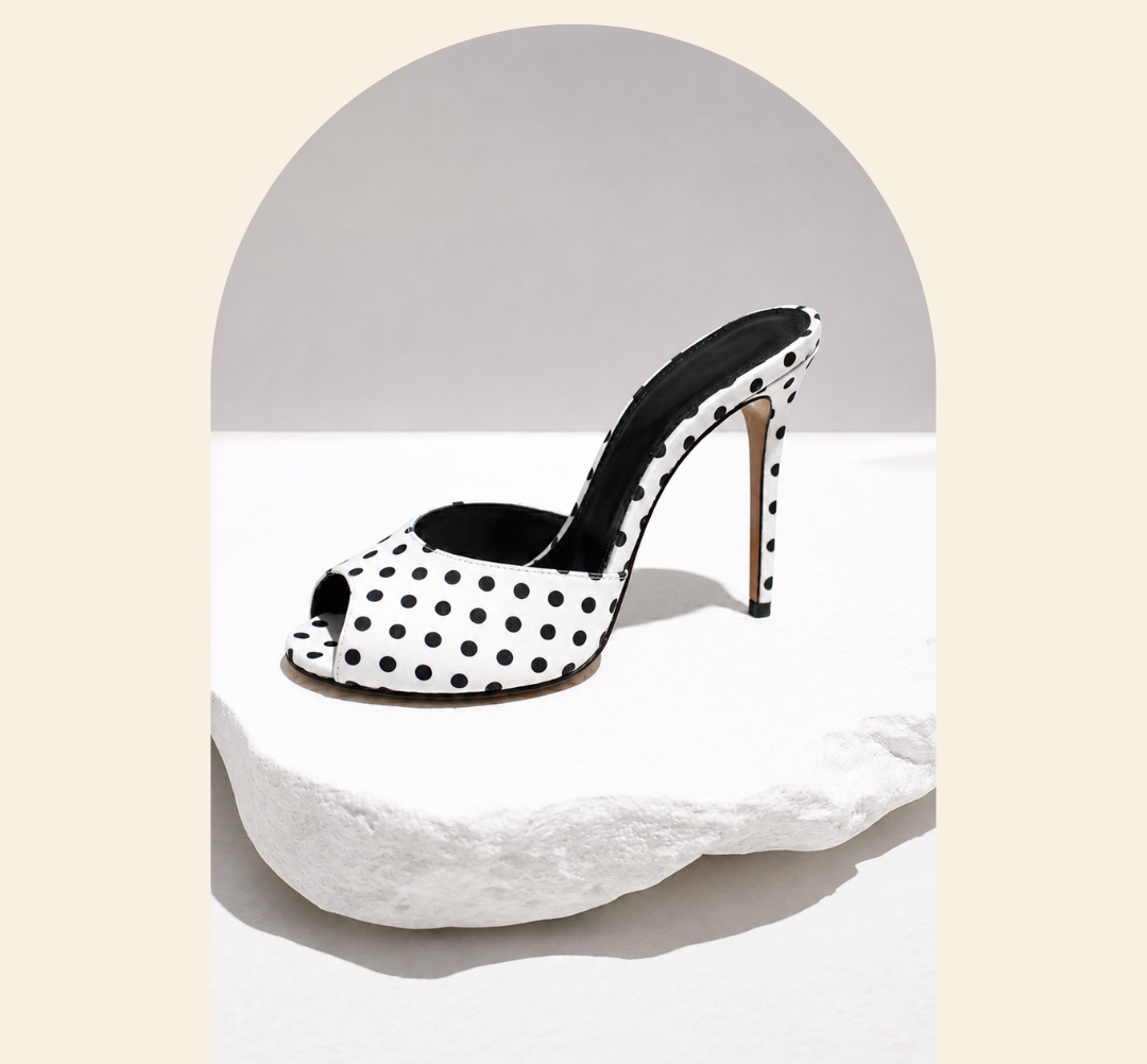 Elise White Heel Mule
